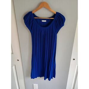 Calvin Klein Royal Blue Plissé Pleated wool knit Mini spring summer quiet luxury